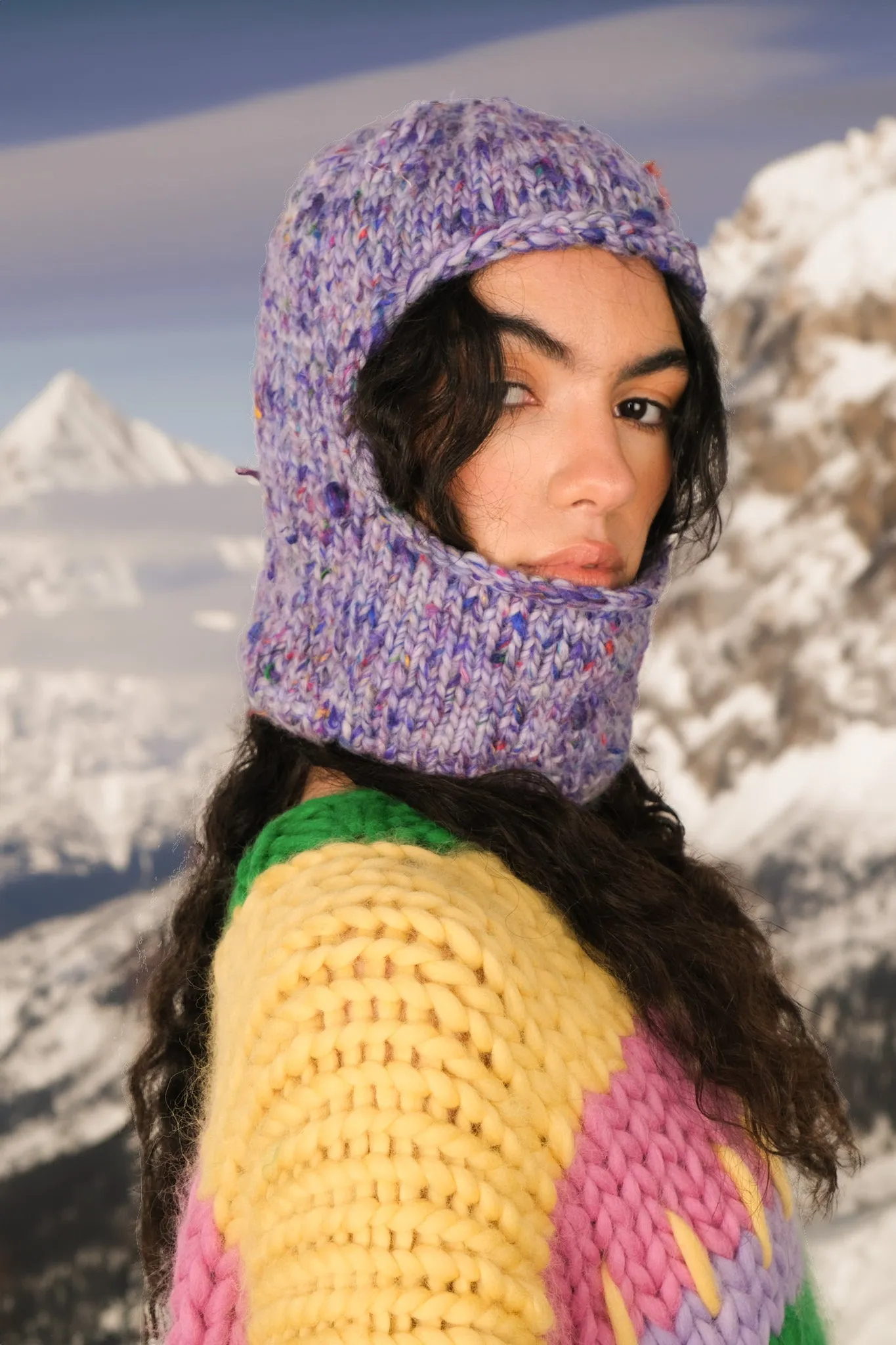 Lilac Chunky Knit Balaclava