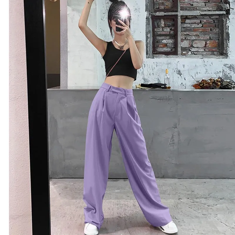 Lilac Retro Pastel Aesthetic Straight Casual Pants