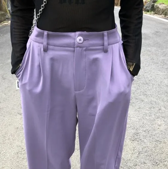 Lilac Retro Pastel Aesthetic Straight Casual Pants