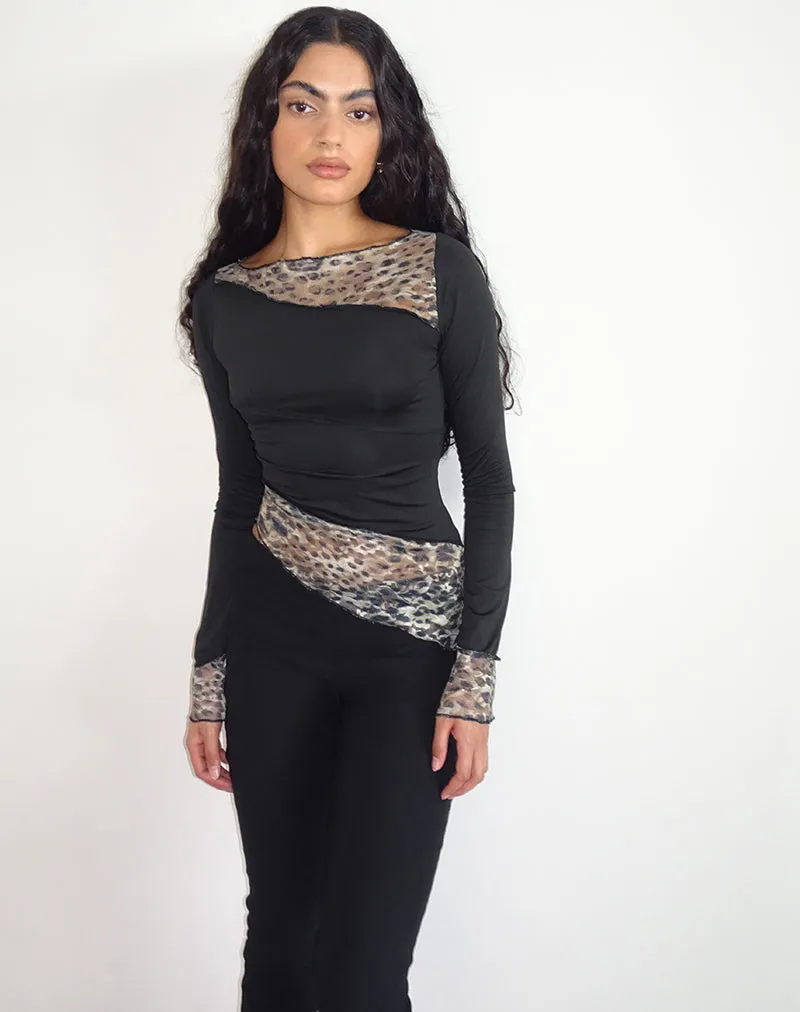 Lucca Top In Printed Lace Leopard