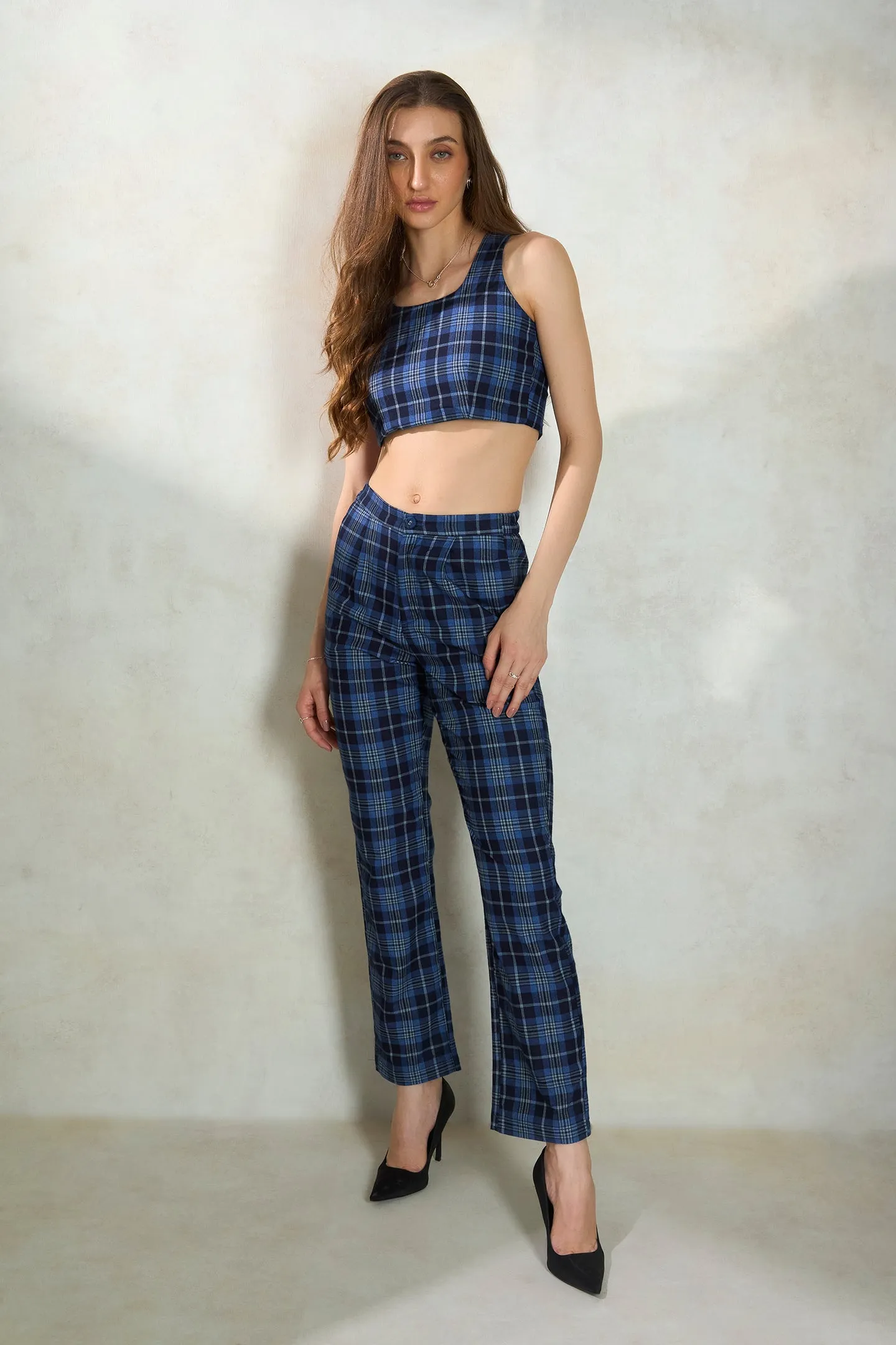 Lucy Trouser|Checked Cotton Trousers