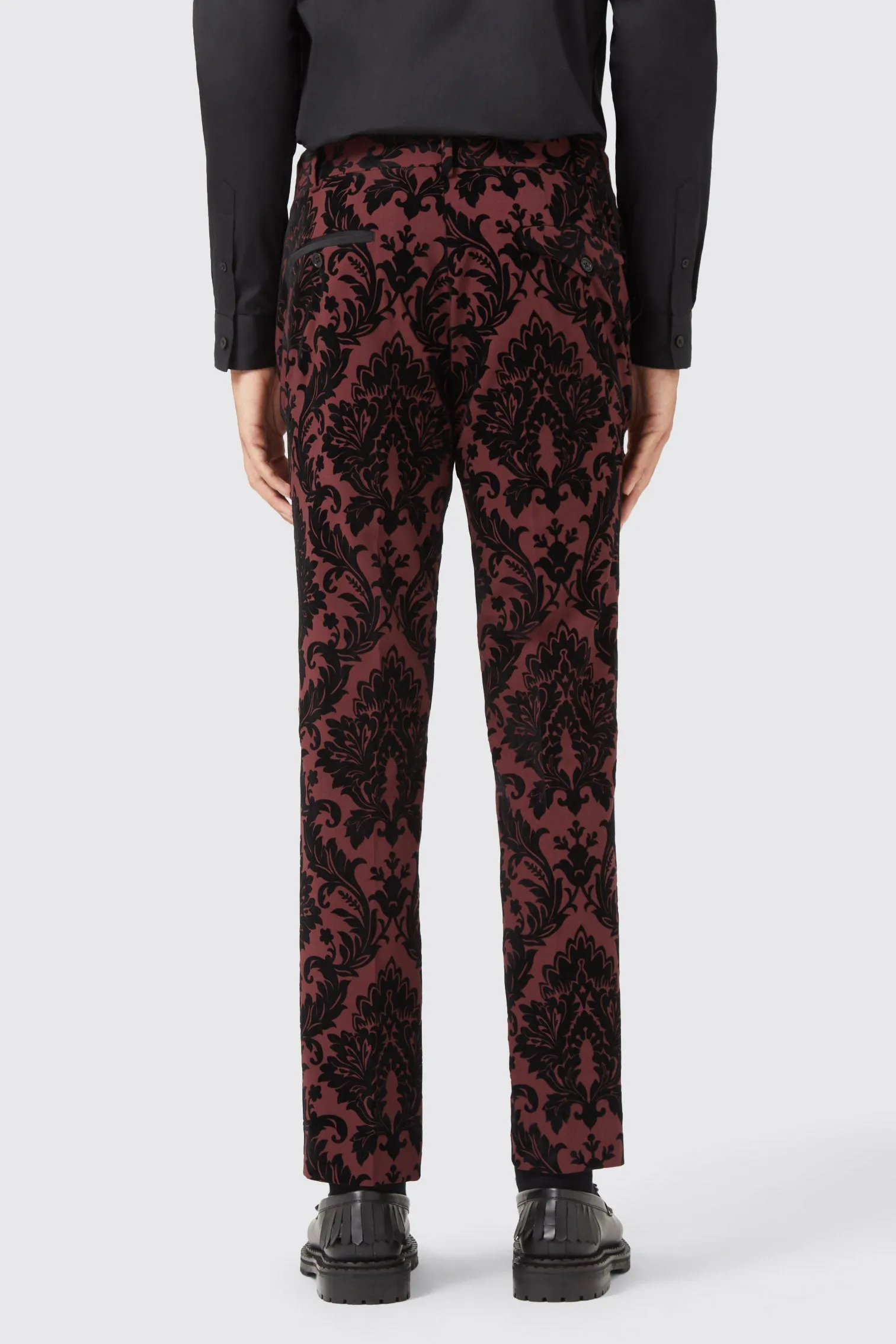 Lusk Slim Fit Burgundy Flocked Trouser TT x AM - ARCHIVE