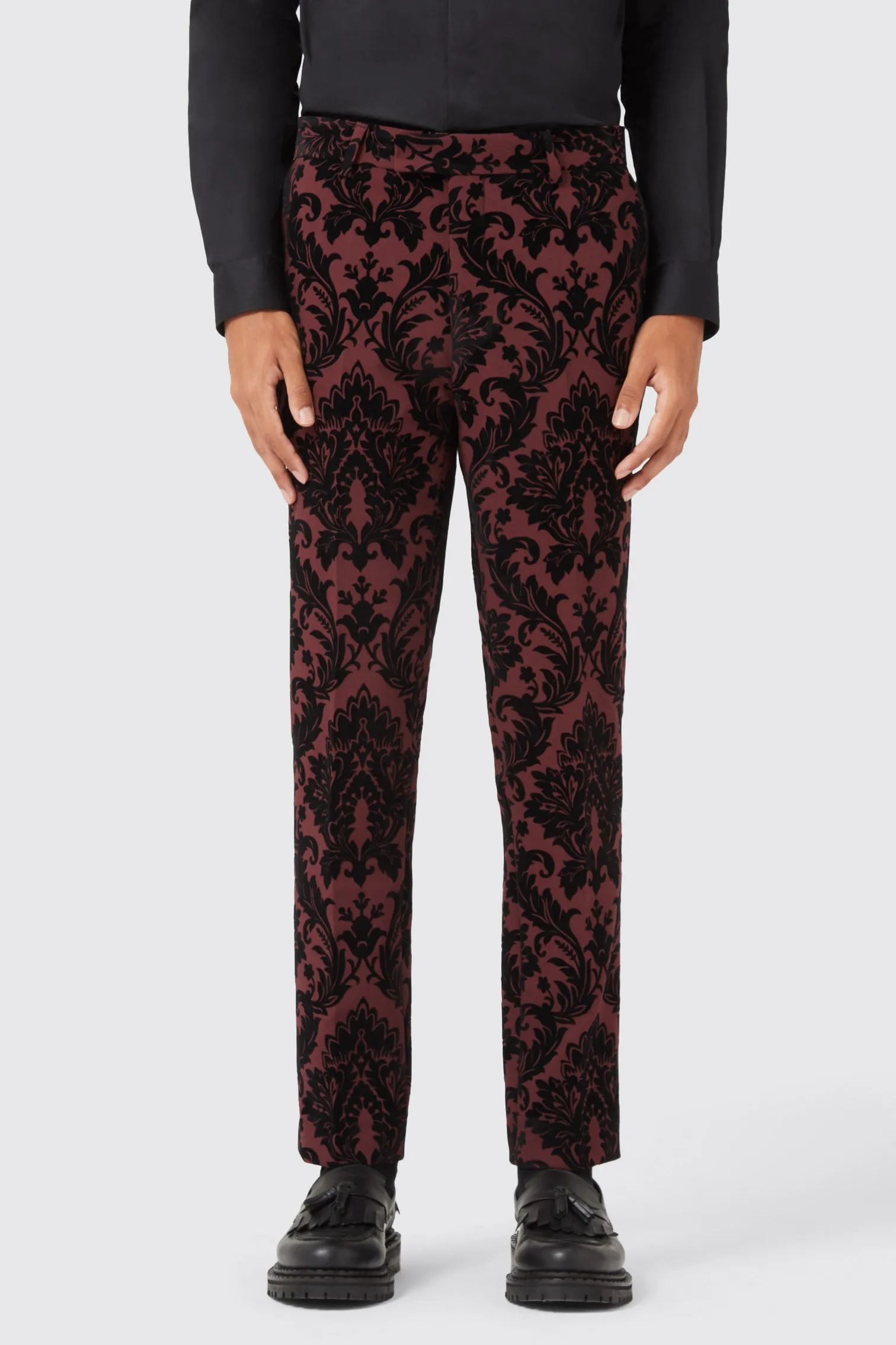 Lusk Slim Fit Burgundy Flocked Trouser TT x AM - ARCHIVE