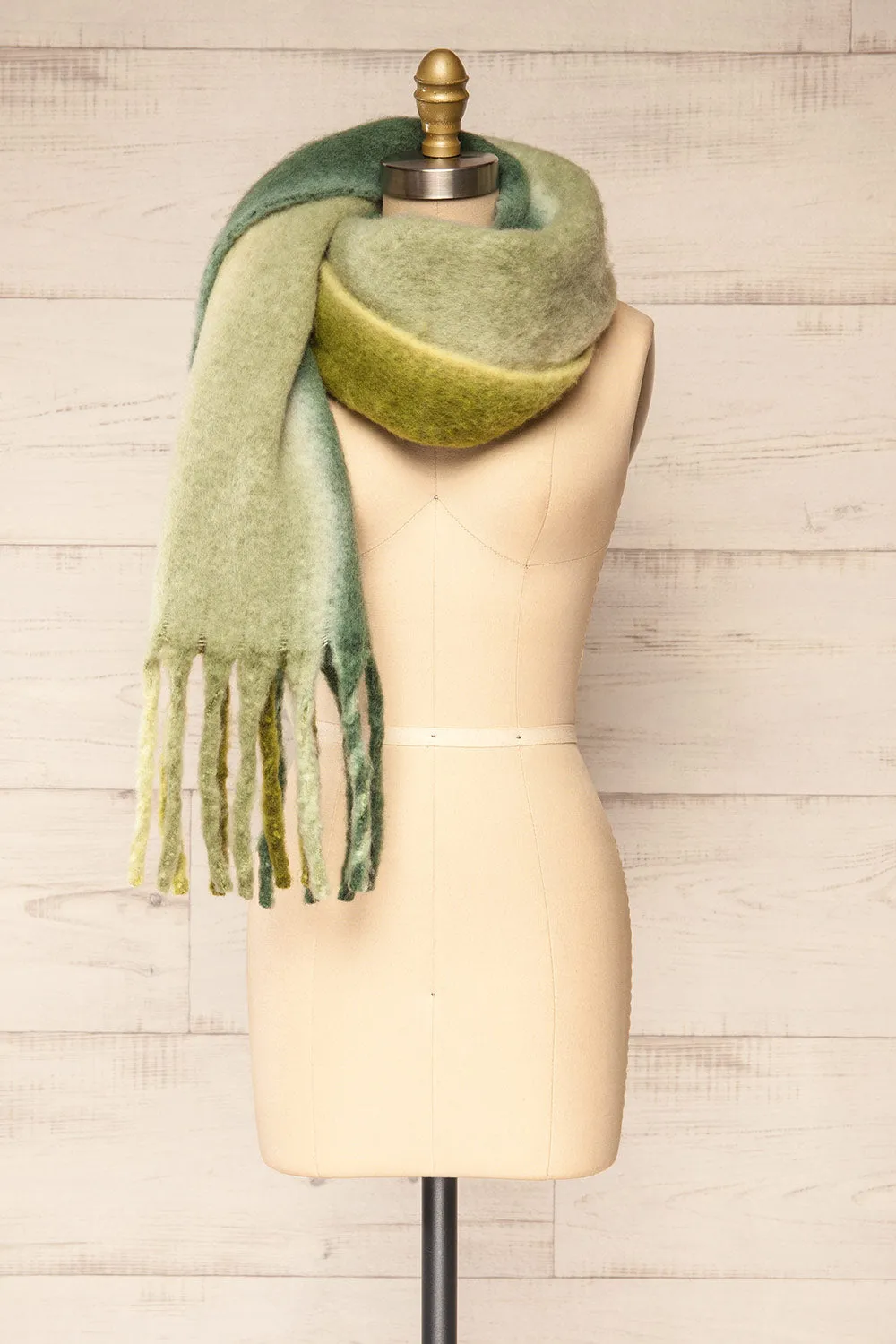 Mahajanga Green | Green Gradient Striped Scarf