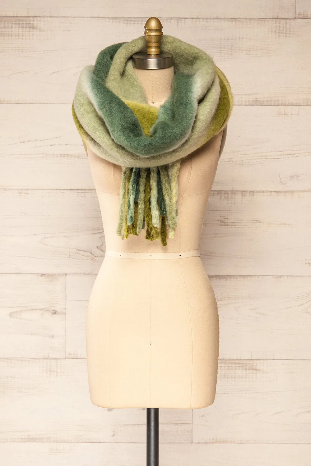 Mahajanga Green | Green Gradient Striped Scarf