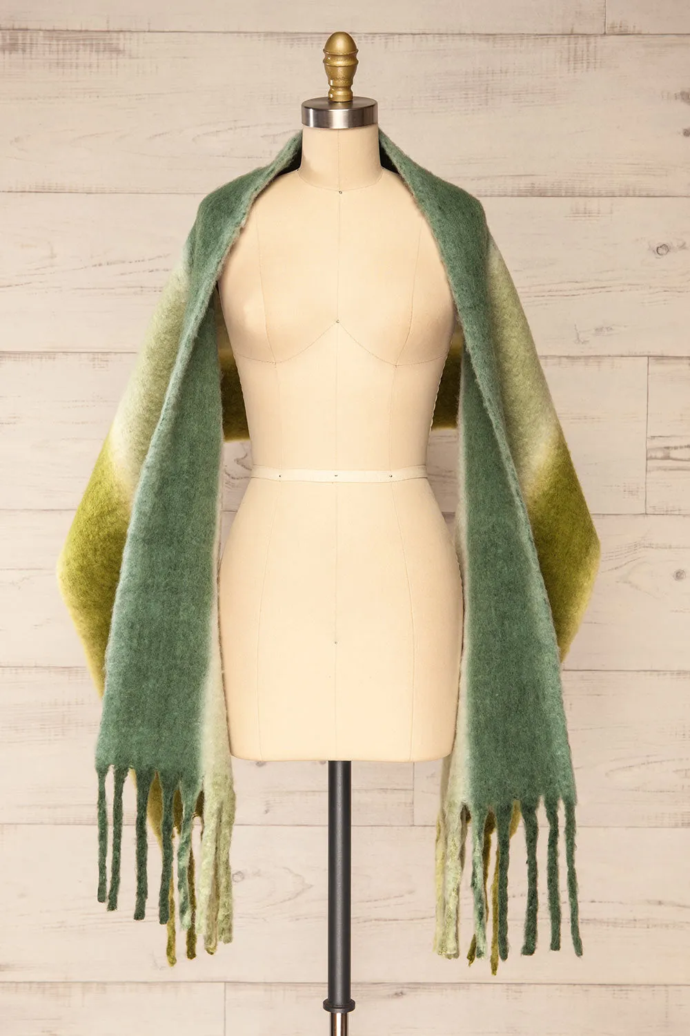 Mahajanga Green | Green Gradient Striped Scarf