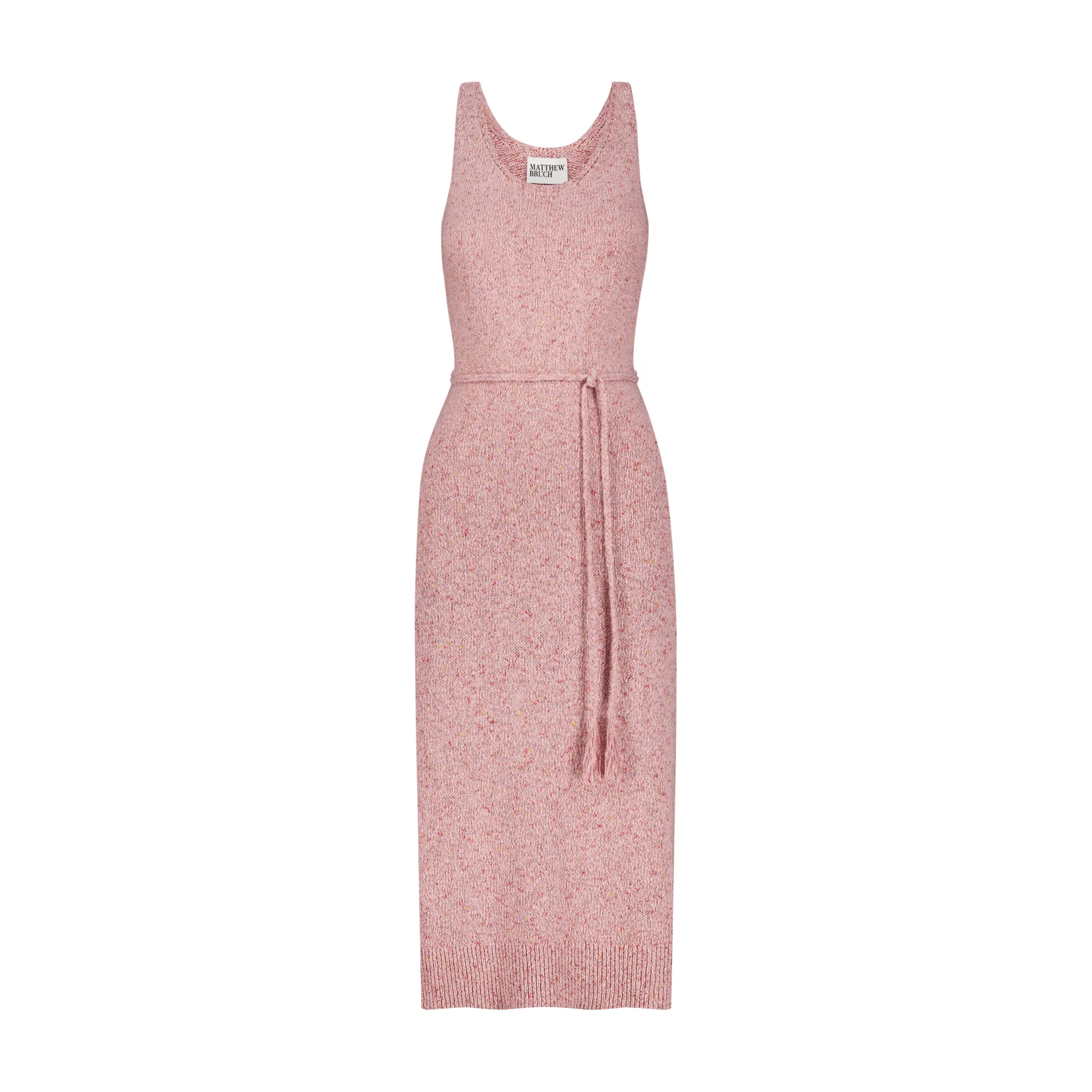 Matthew Bruch Pink Melange Scoop Neck Tank Midi Dress