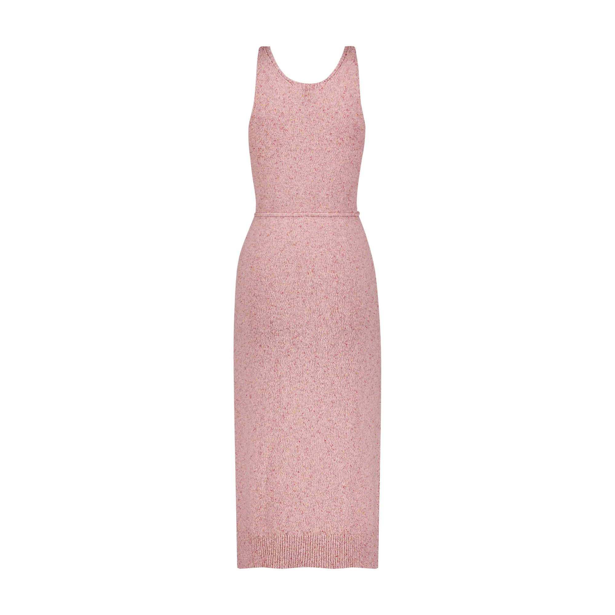 Matthew Bruch Pink Melange Scoop Neck Tank Midi Dress