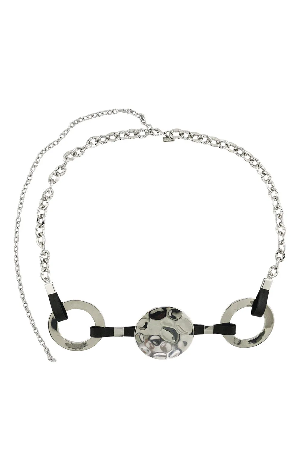 Memphis Black and Silver Circle Chain Belt