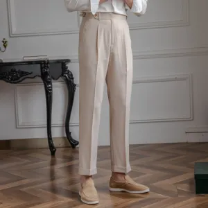 Men's Business British Thin Retro High Waist Pants Casual Suit Pants