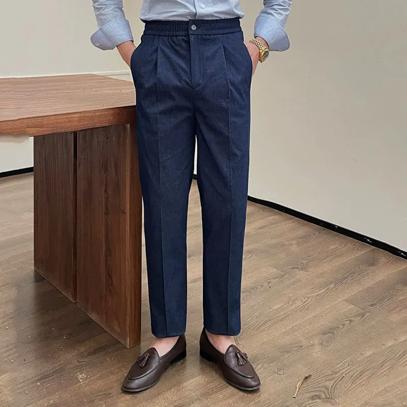 Men's Business Elastic Waist Retro Casual Pants