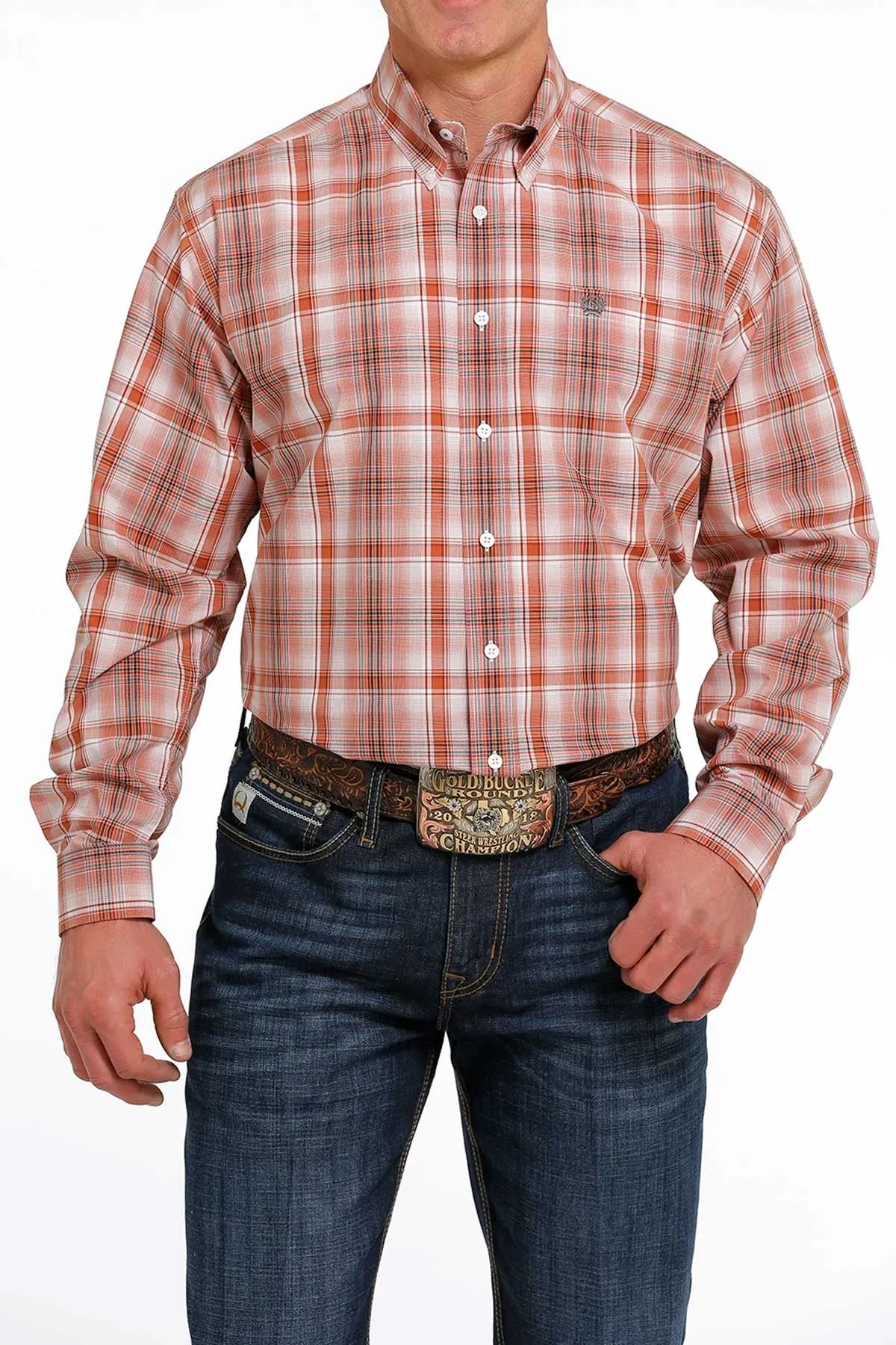 Men's Cinch Plaid Button Down Western Shirt - MTW1105504