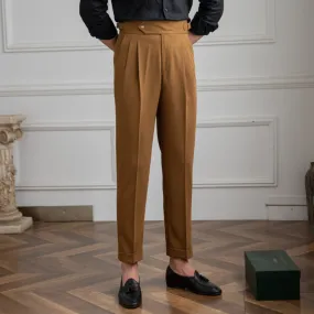 Men's High Waisted Pants Business Casual Retro Slim Fit Dress Pants