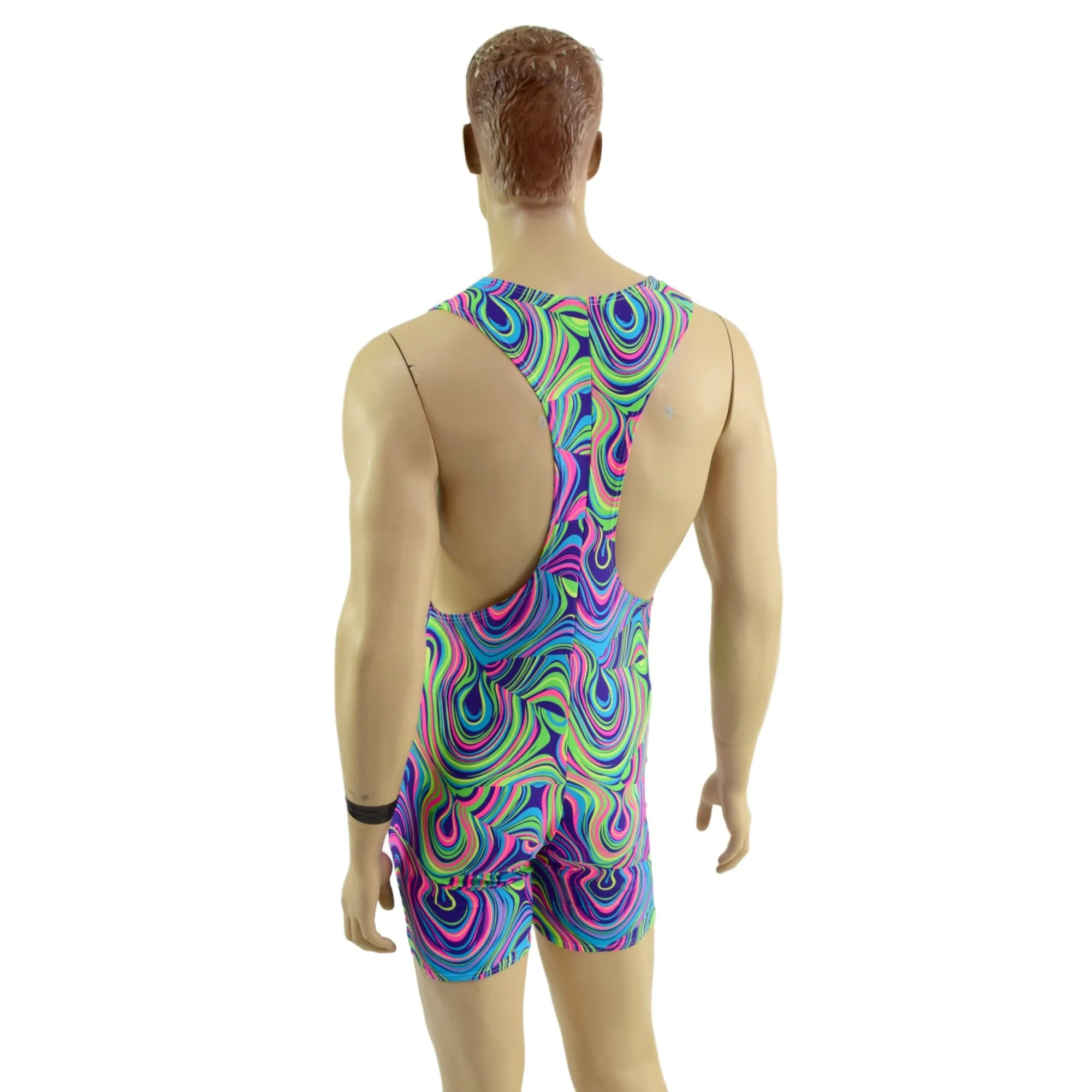 Mens Muscle Cut Y Back Singlet in Glow Worm