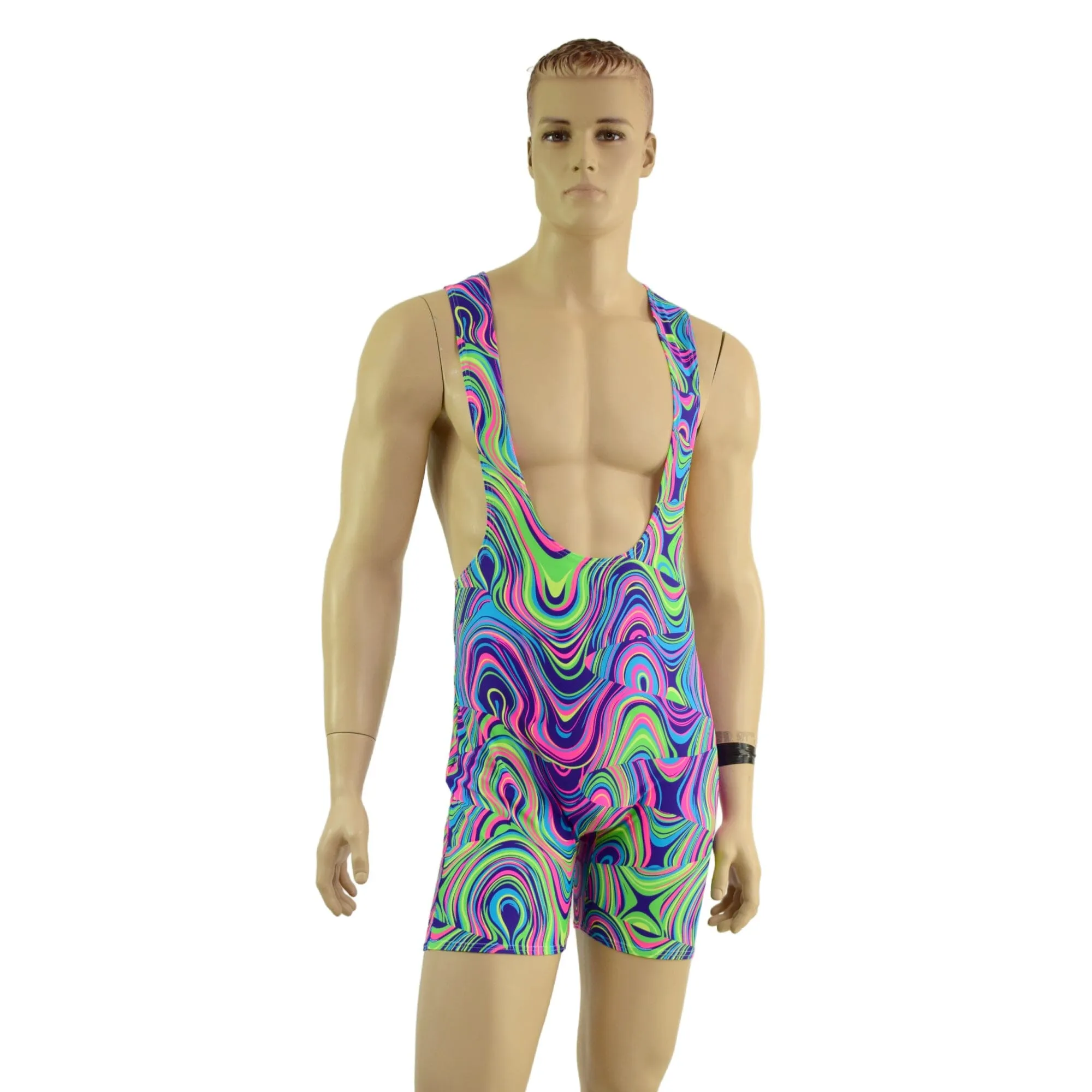 Mens Muscle Cut Y Back Singlet in Glow Worm