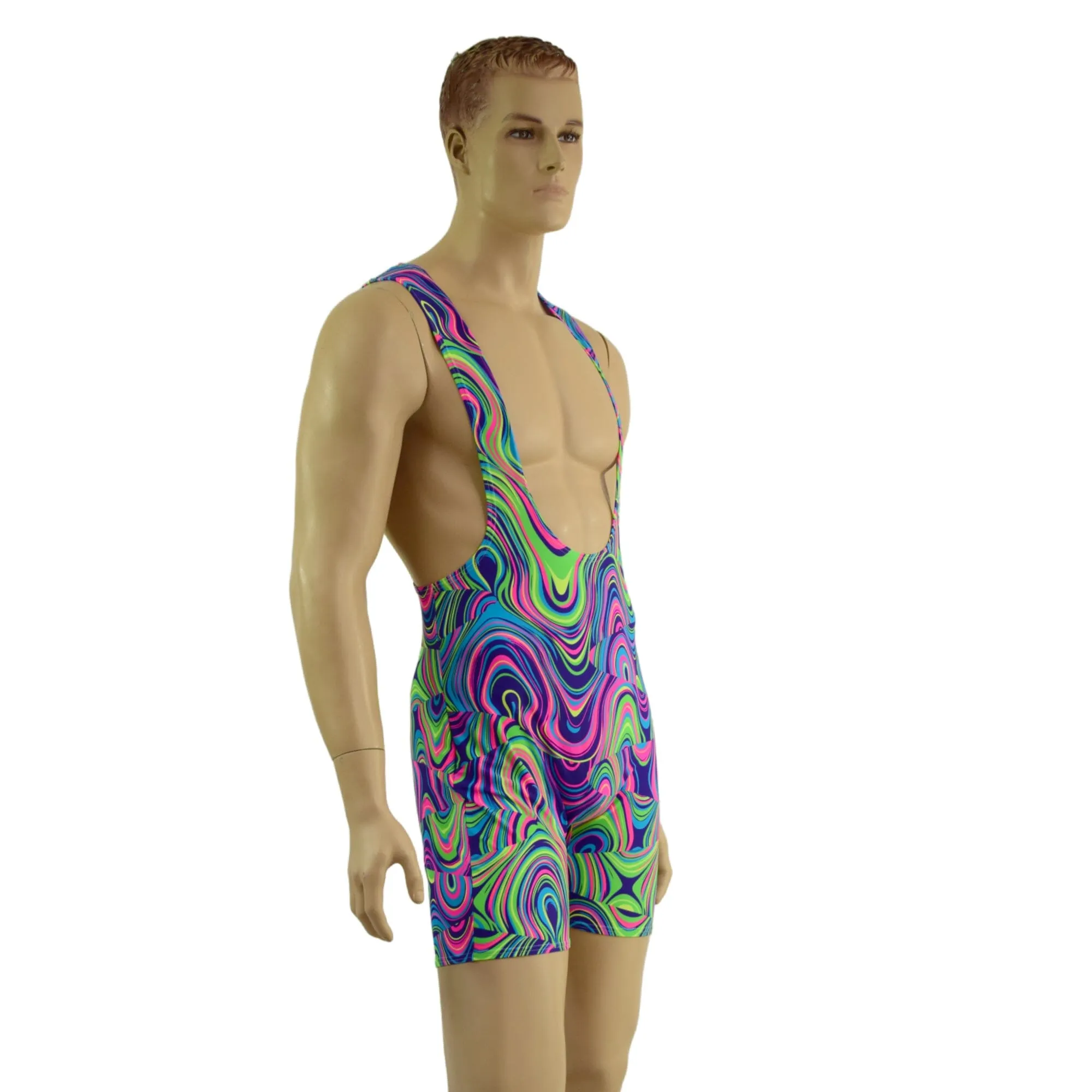 Mens Muscle Cut Y Back Singlet in Glow Worm