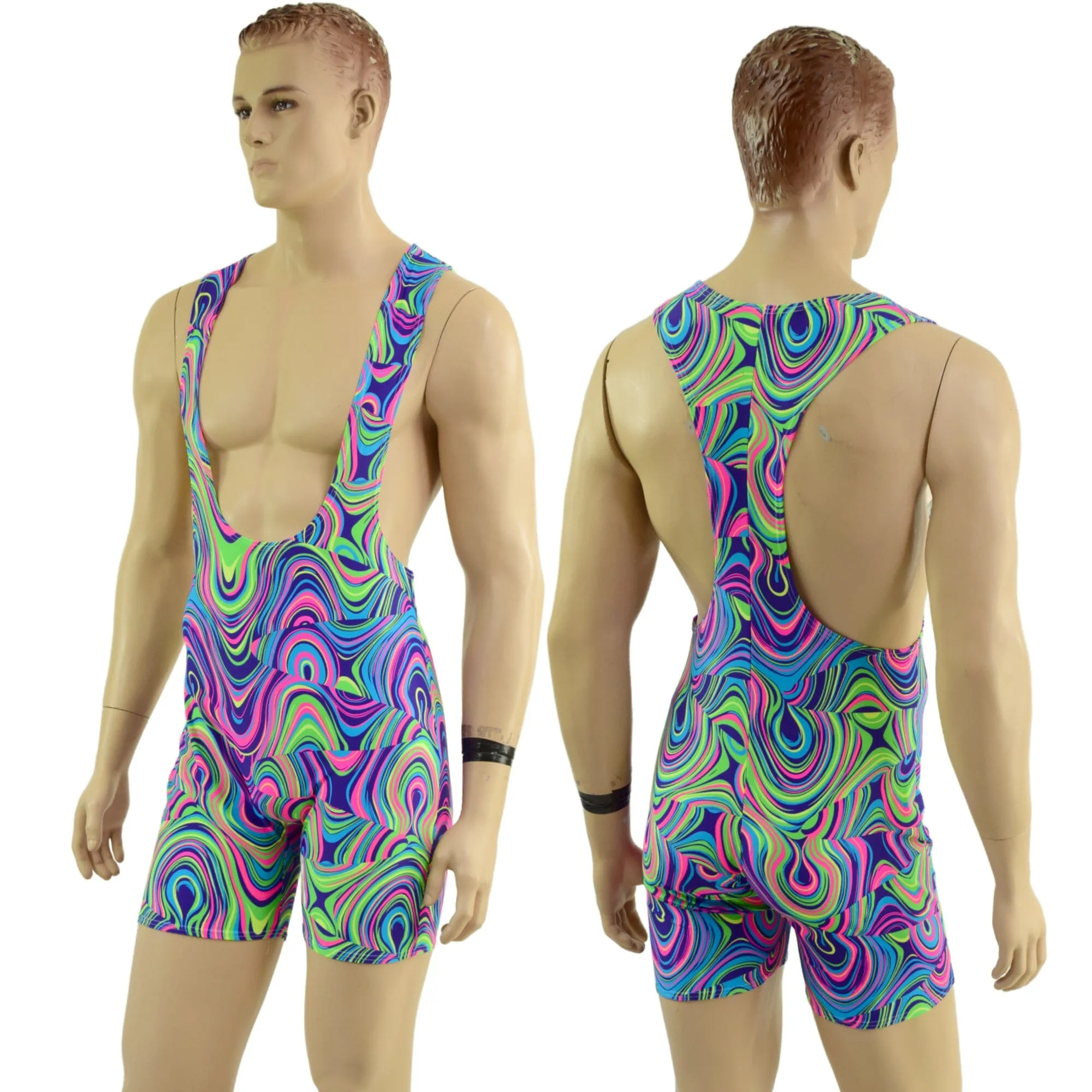 Mens Muscle Cut Y Back Singlet in Glow Worm