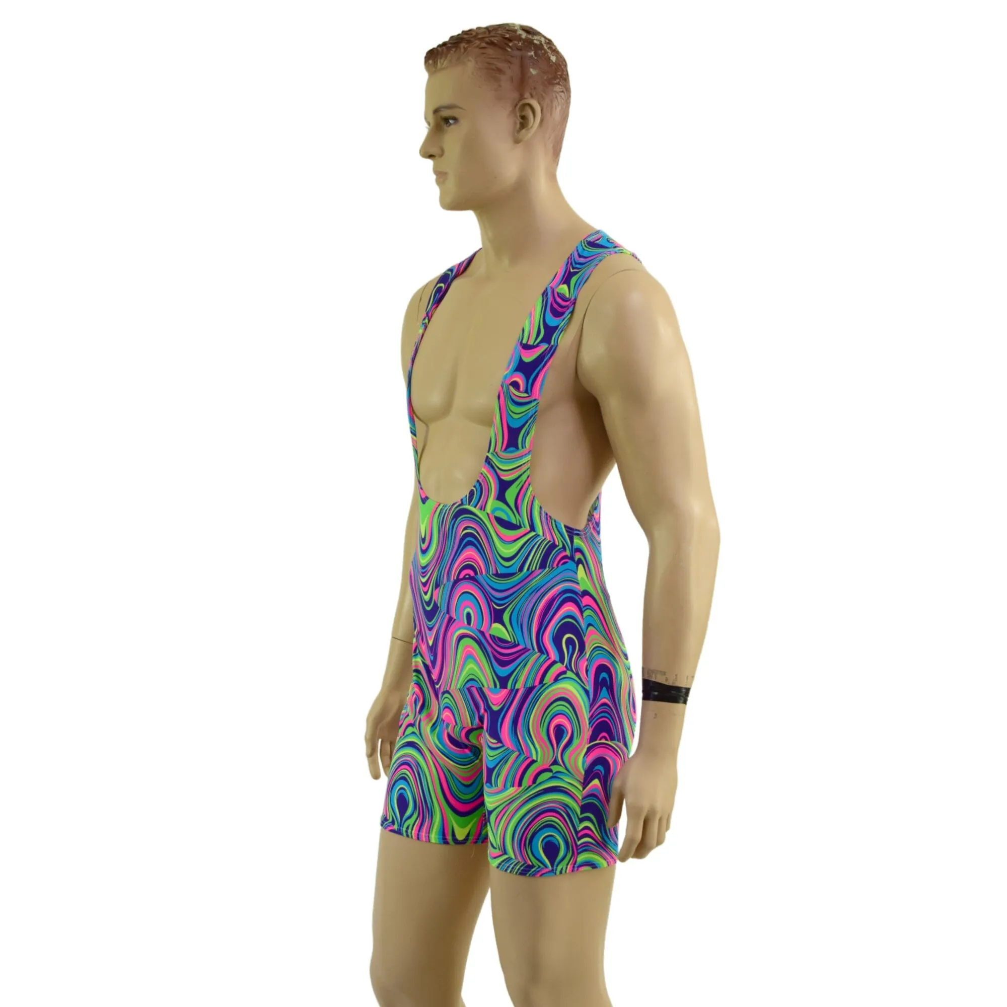 Mens Muscle Cut Y Back Singlet in Glow Worm