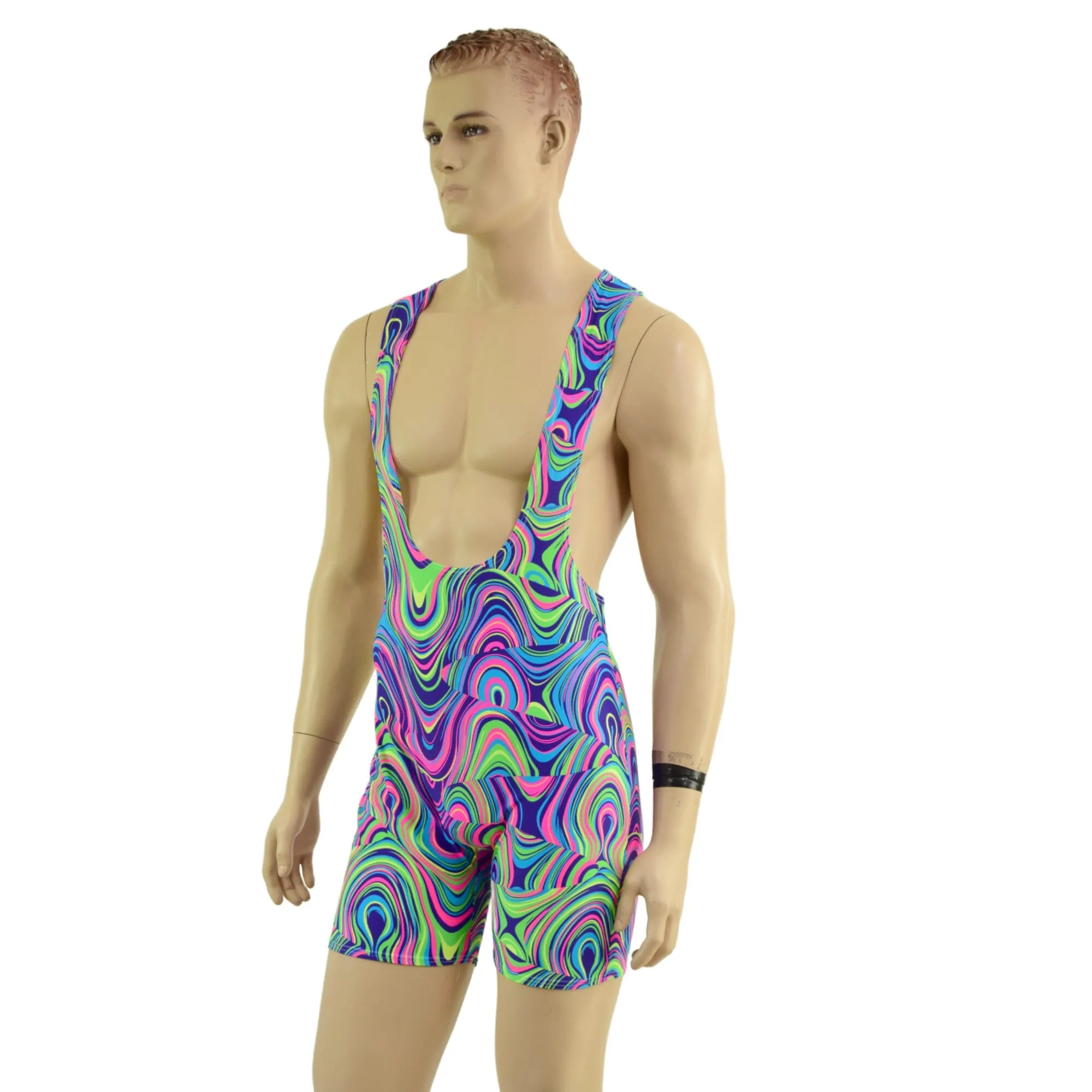 Mens Muscle Cut Y Back Singlet in Glow Worm