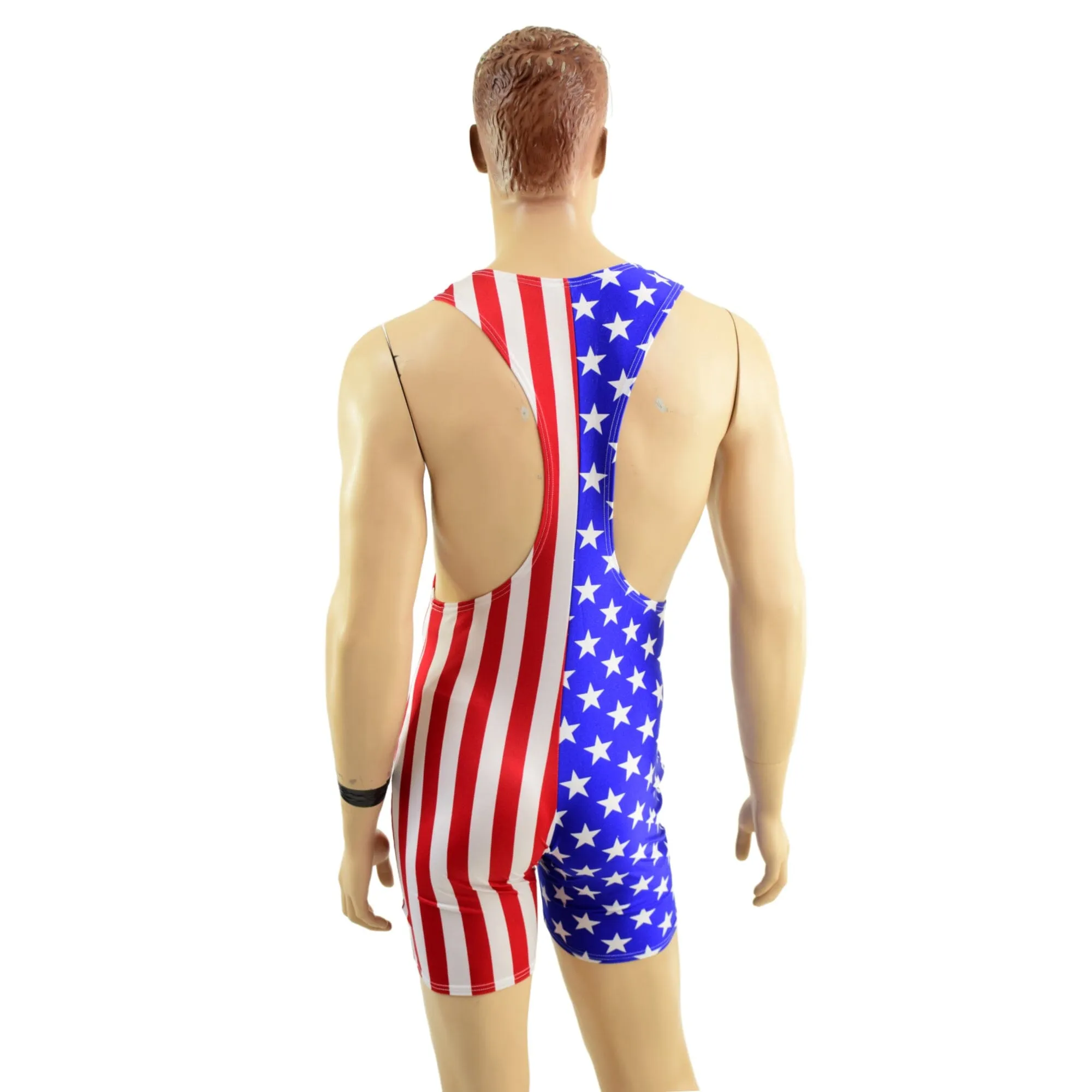 Mens Muscle Cut Y Back Singlet in Stars and Stripes