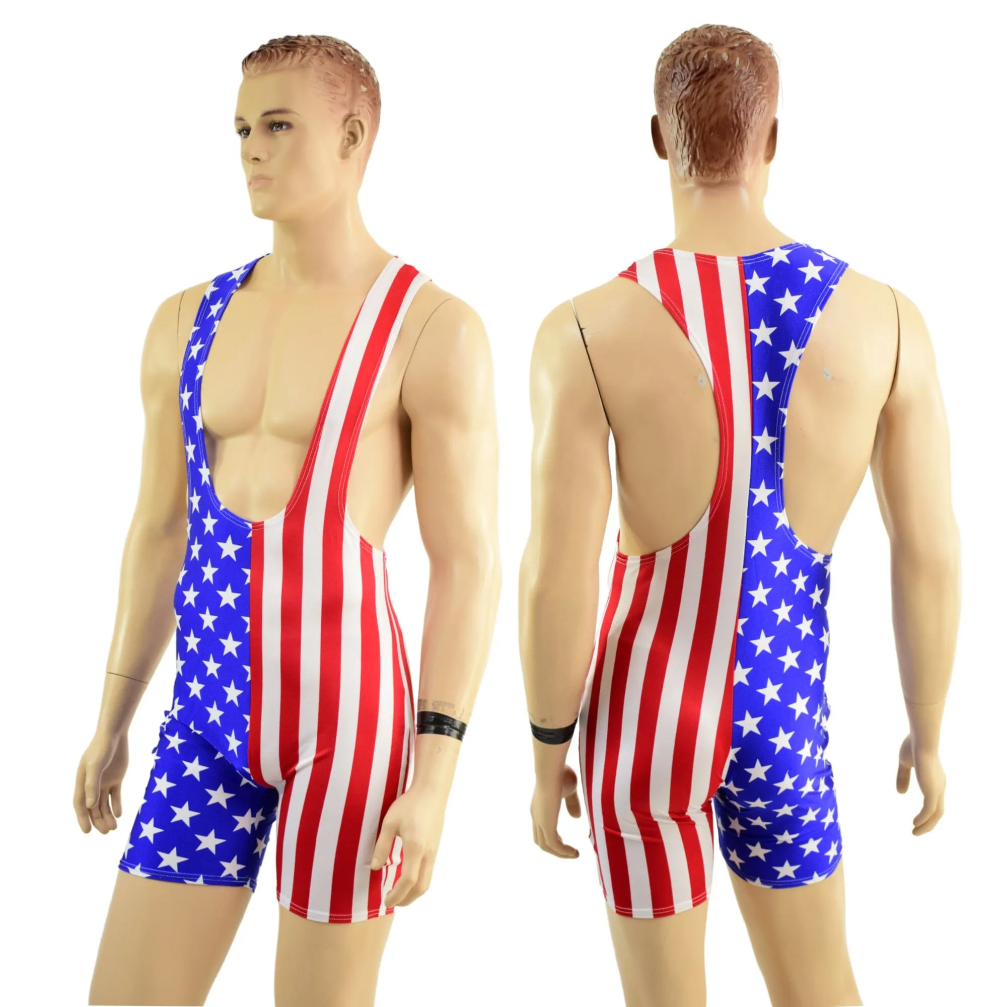 Mens Muscle Cut Y Back Singlet in Stars and Stripes