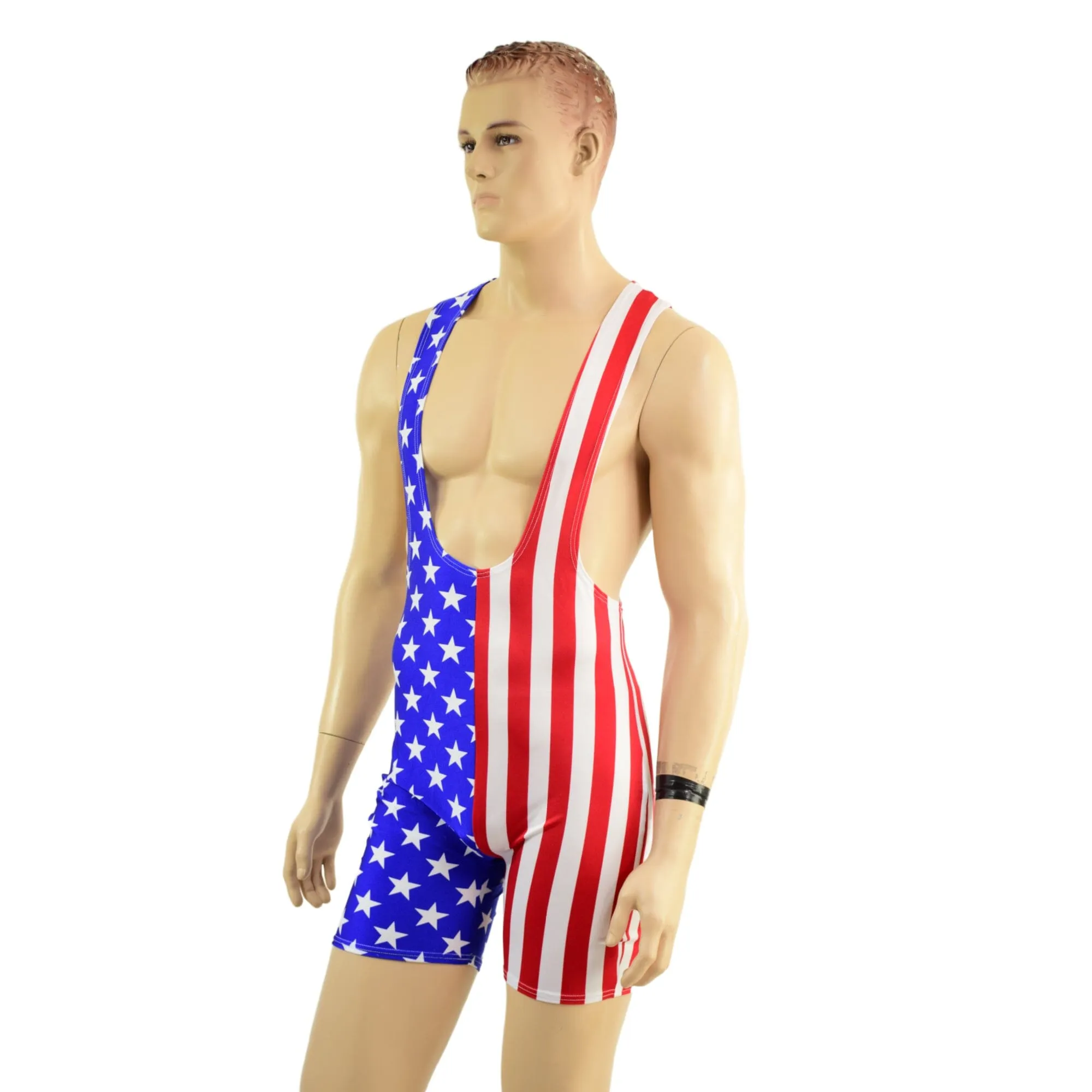 Mens Muscle Cut Y Back Singlet in Stars and Stripes