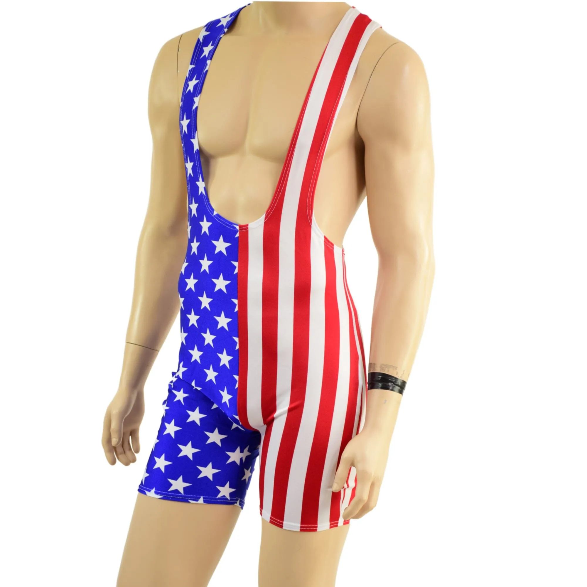 Mens Muscle Cut Y Back Singlet in Stars and Stripes