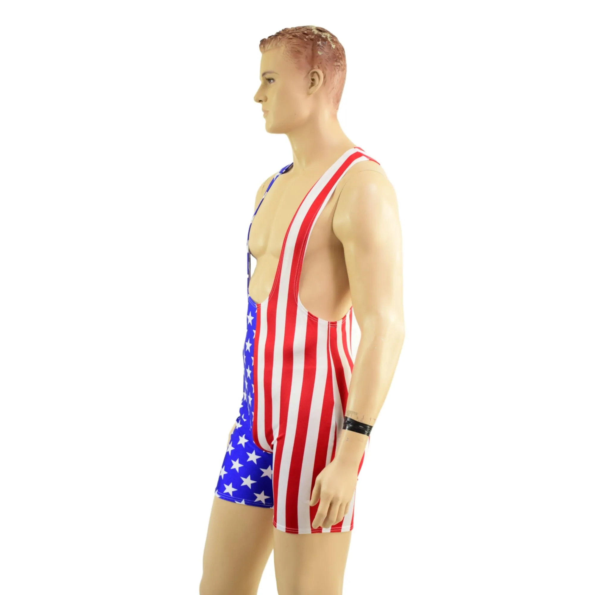 Mens Muscle Cut Y Back Singlet in Stars and Stripes