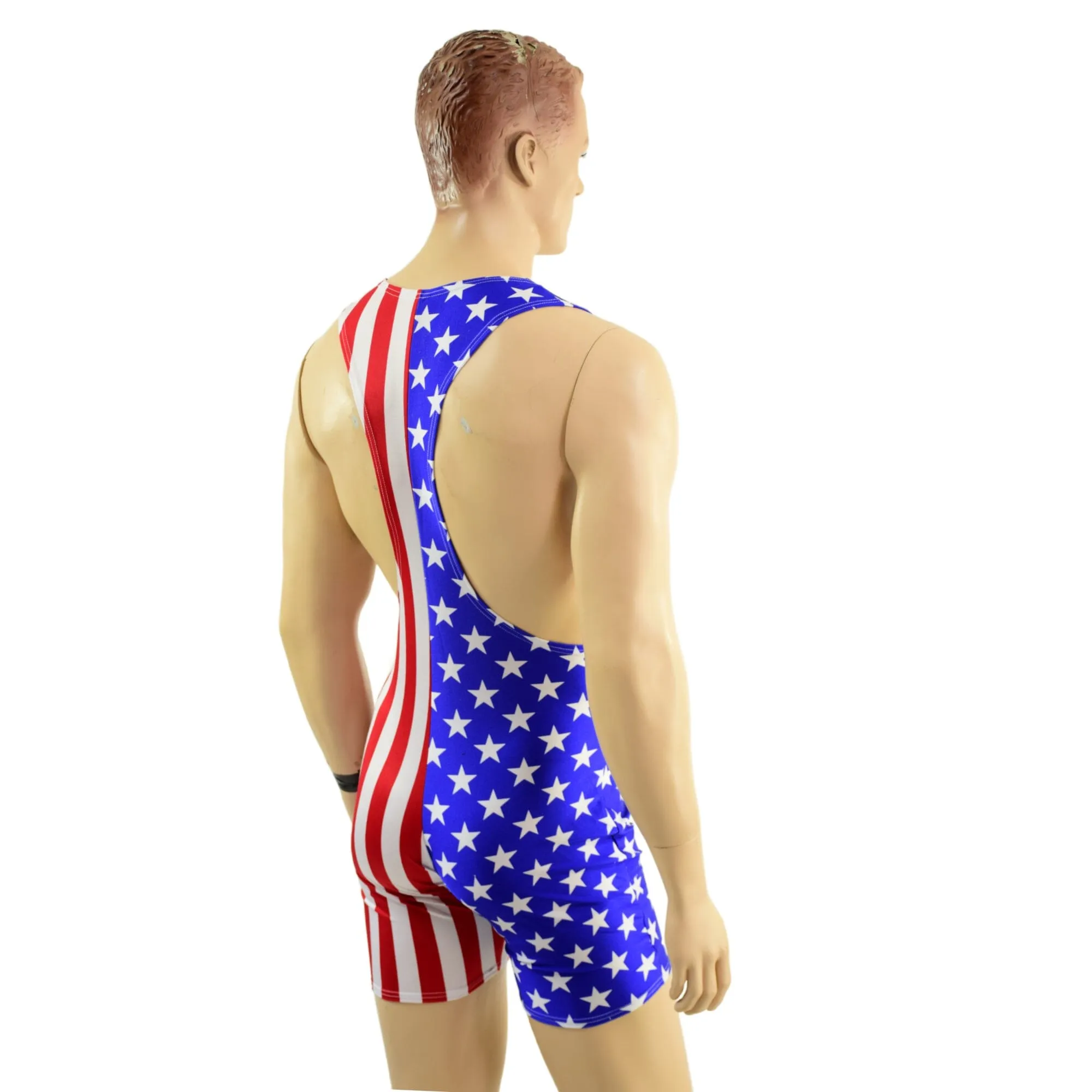 Mens Muscle Cut Y Back Singlet in Stars and Stripes