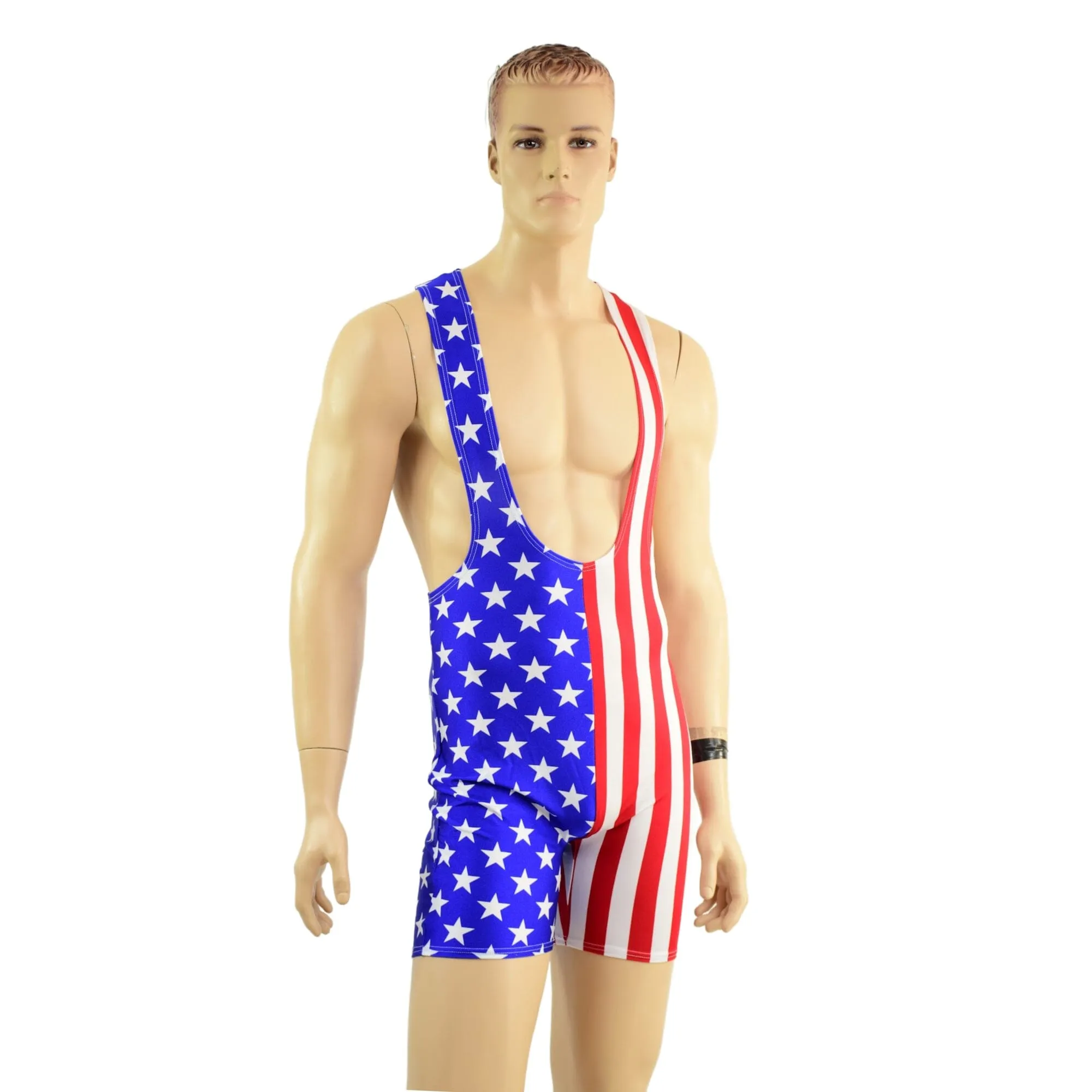 Mens Muscle Cut Y Back Singlet in Stars and Stripes