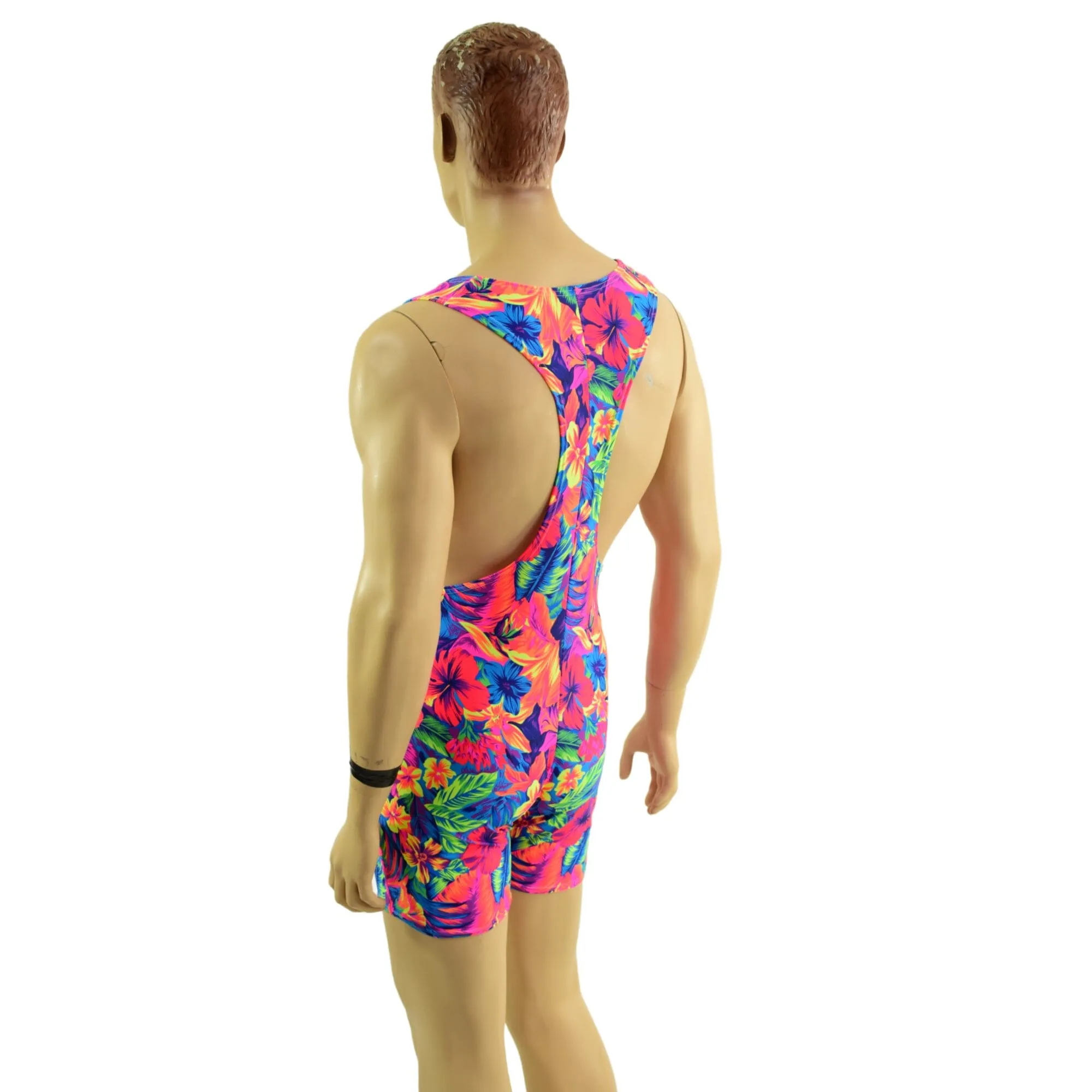 Mens Muscle Cut Y Back Singlet in Tahitian Floral