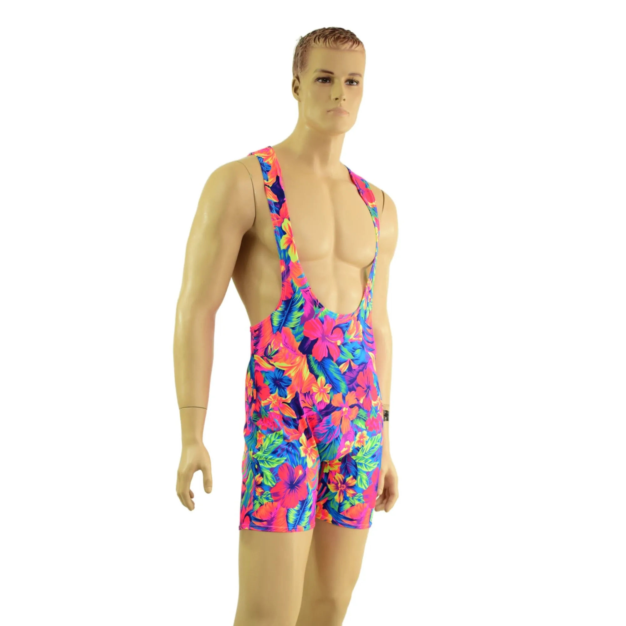 Mens Muscle Cut Y Back Singlet in Tahitian Floral