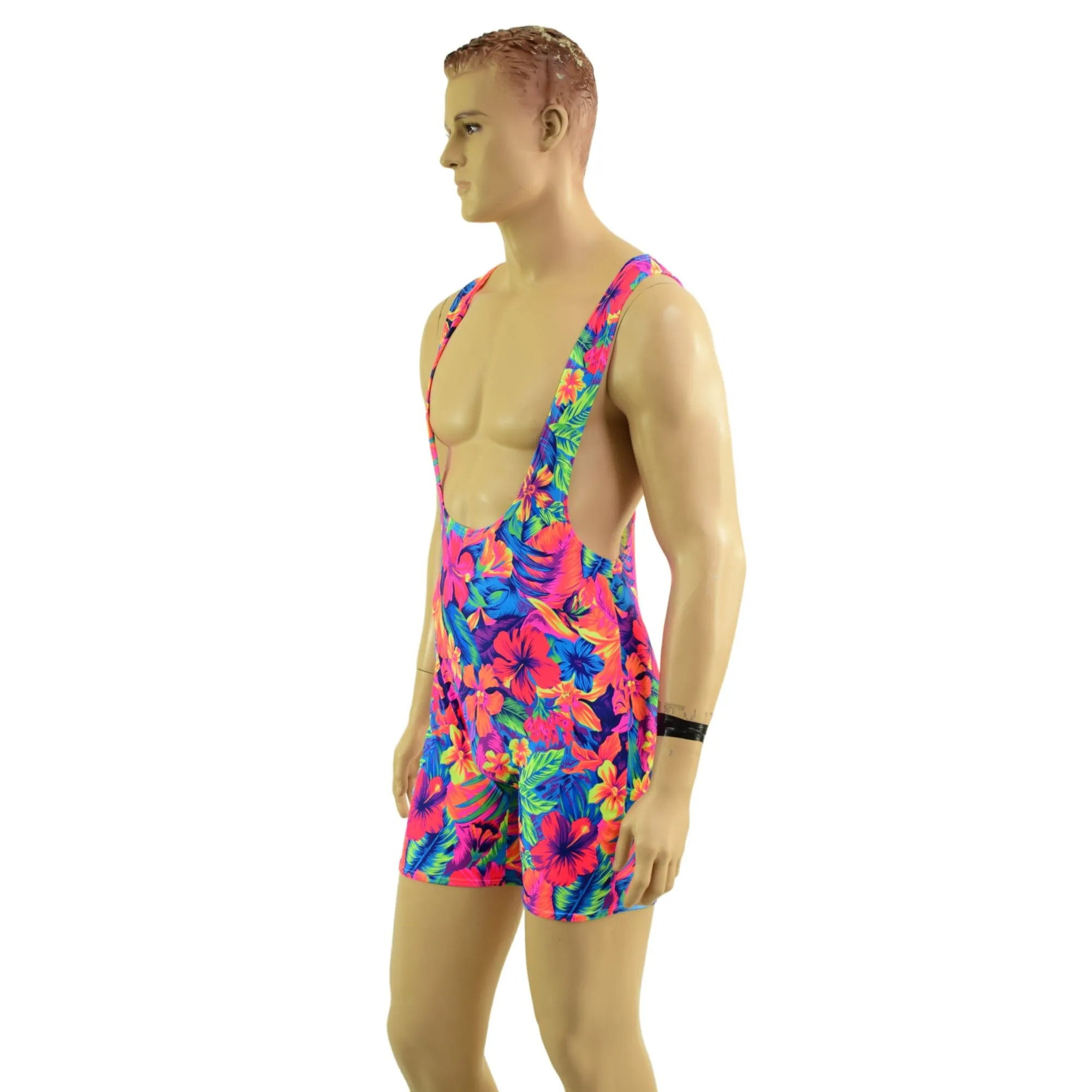 Mens Muscle Cut Y Back Singlet in Tahitian Floral