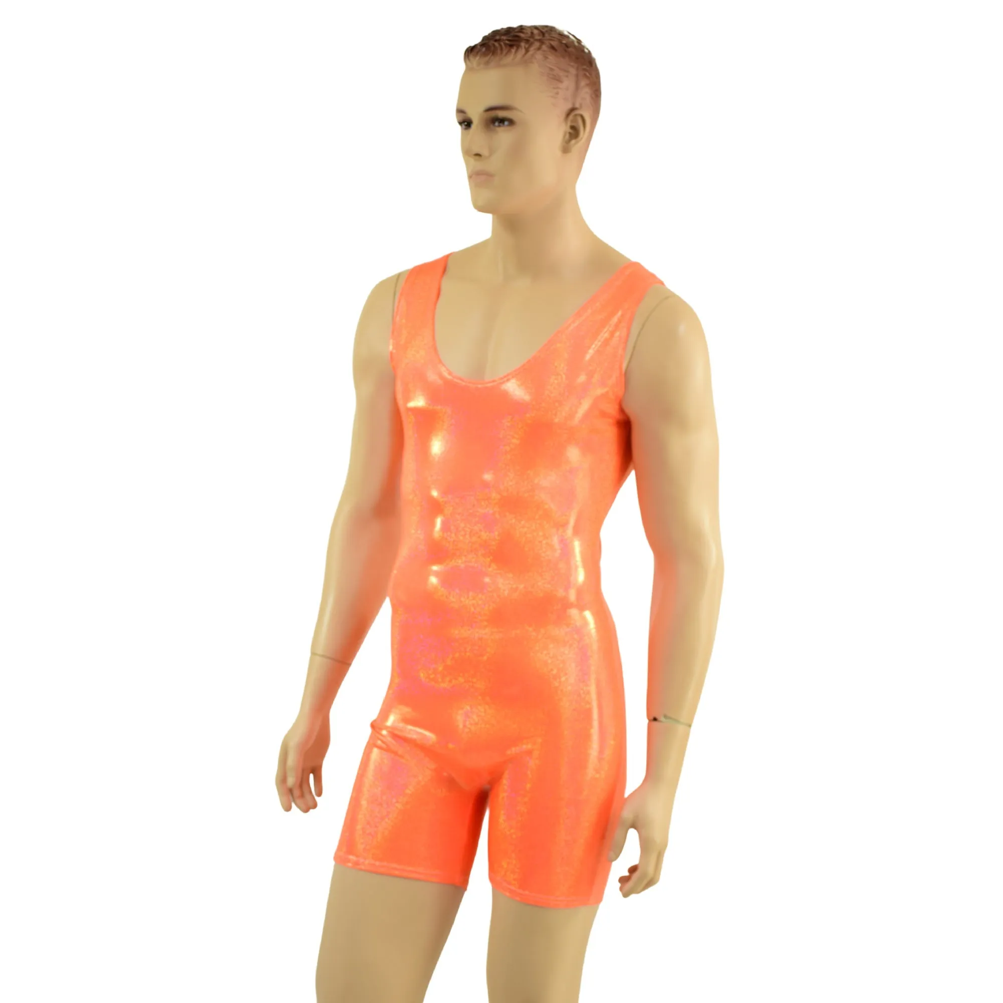 Mens Neon Orange Singlet Romper