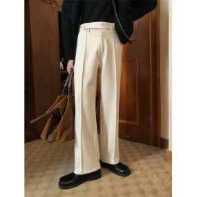 Men's Retro Mid-waist Casual Straight-leg Loose Suit Pants