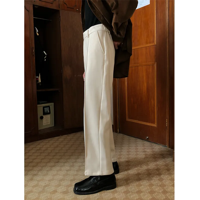 Men's Retro Mid-waist Casual Straight-leg Loose Suit Pants