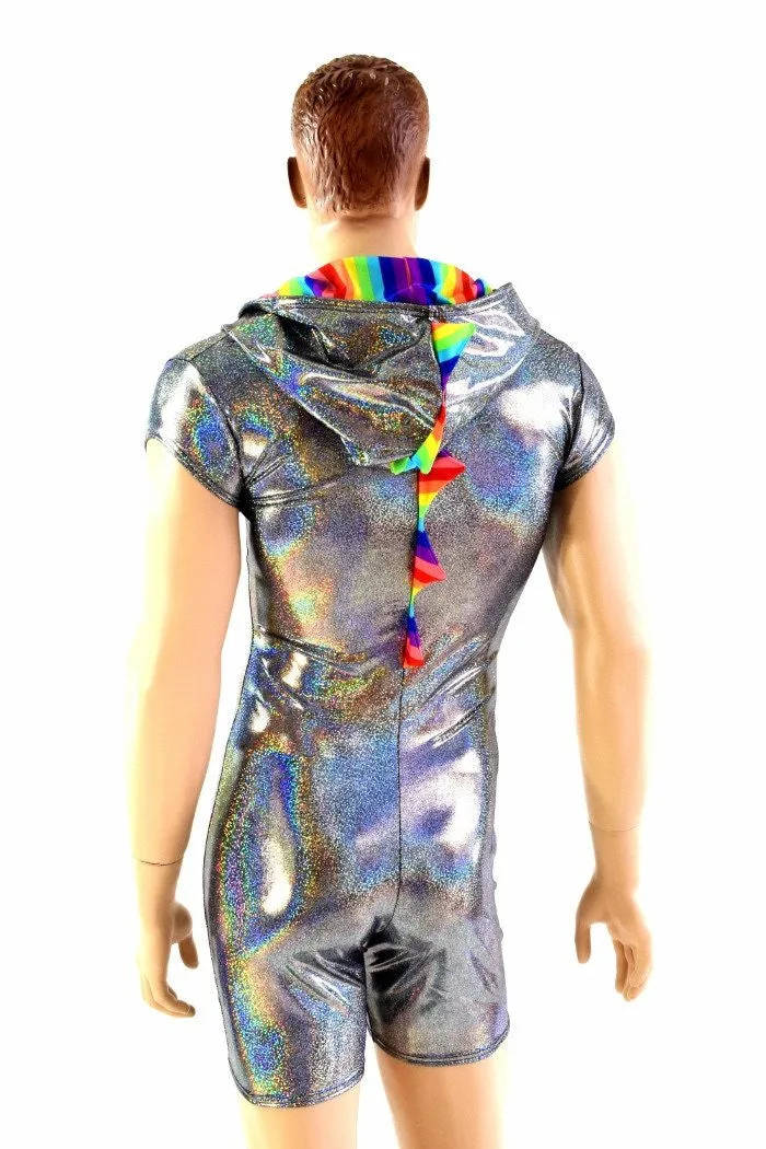 Mens Silver & Rainbow Dragon Romper