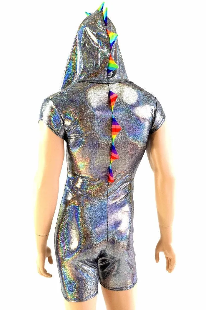 Mens Silver & Rainbow Dragon Romper