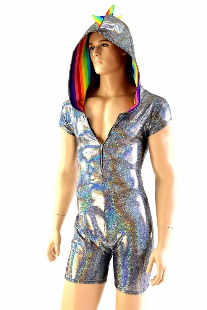 Mens Silver & Rainbow Dragon Romper