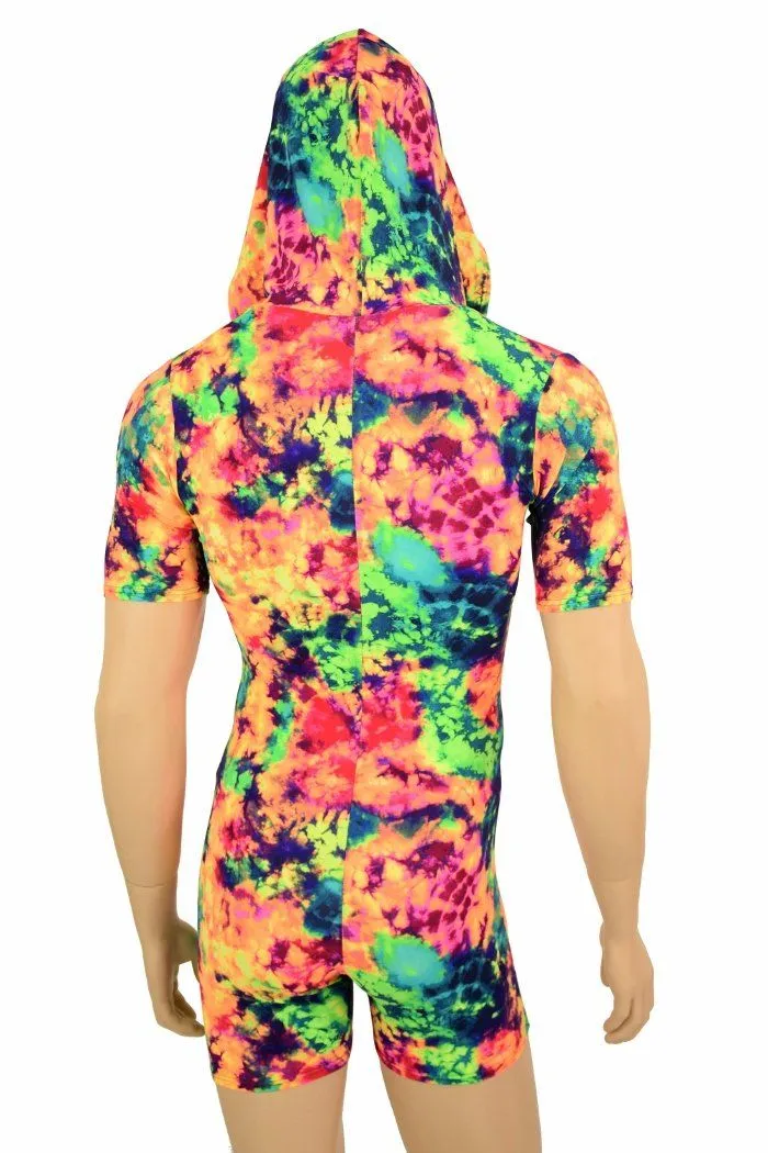 Mens Tee Length Sleeve Acid Splash Romper