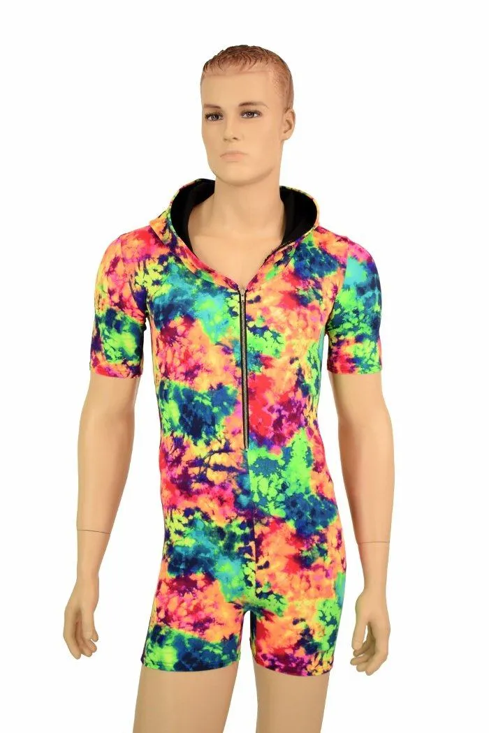 Mens Tee Length Sleeve Acid Splash Romper