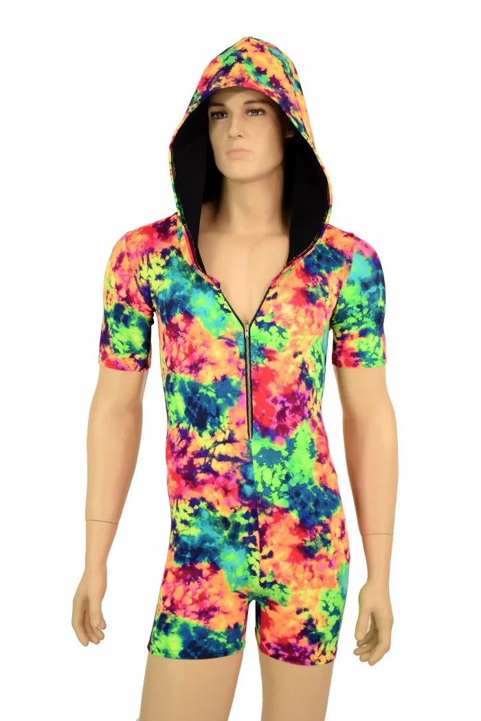 Mens Tee Length Sleeve Acid Splash Romper