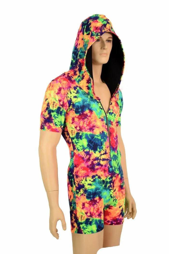 Mens Tee Length Sleeve Acid Splash Romper