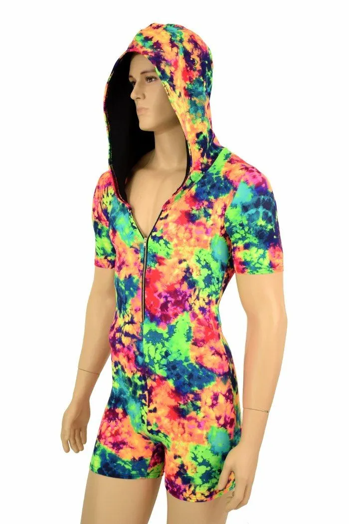 Mens Tee Length Sleeve Acid Splash Romper