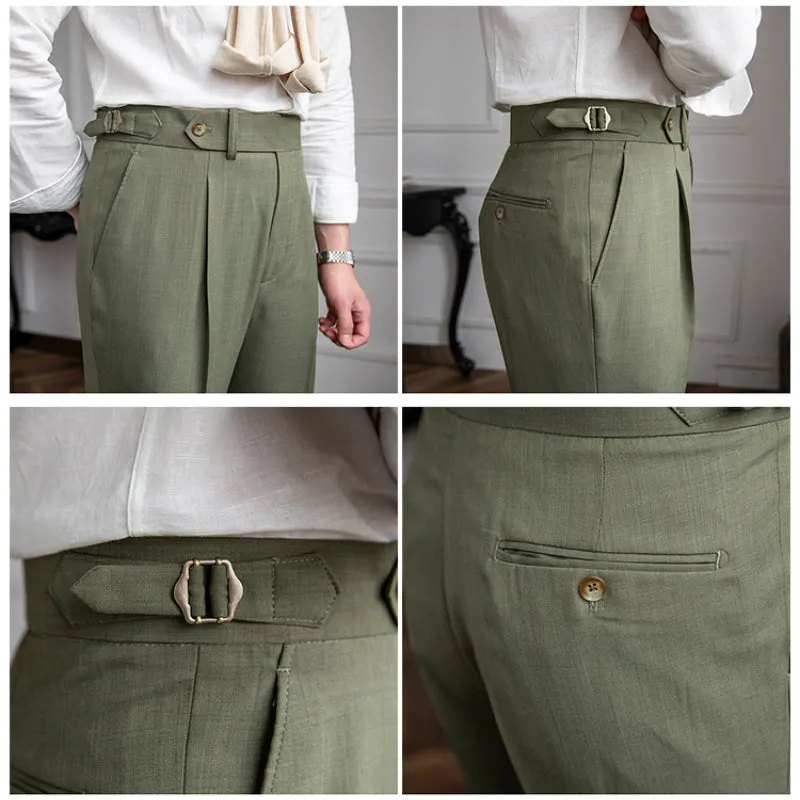 Men's Thin Retro High Waist Pants