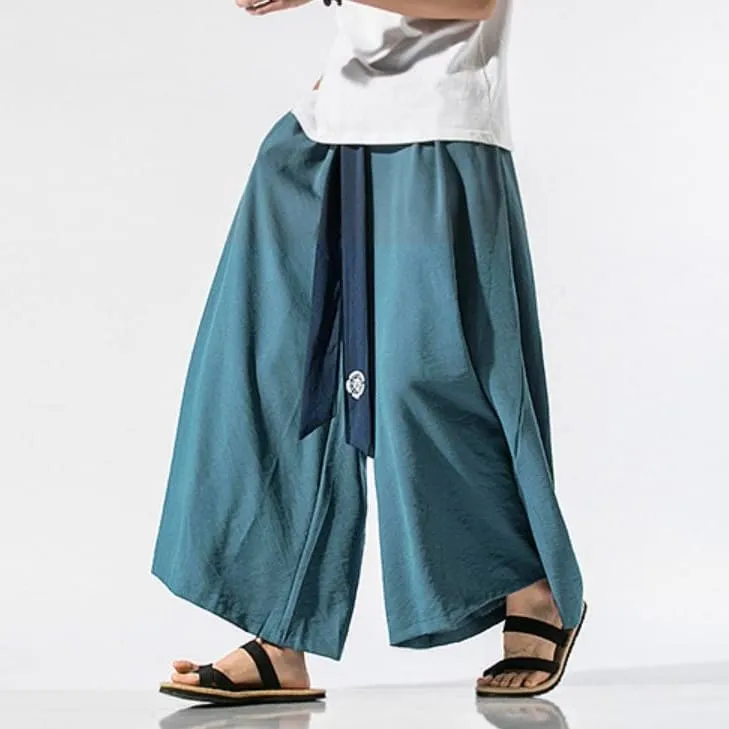 Modern Hanfu Style Wide Leg Pants for Men