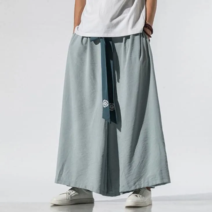 Modern Hanfu Style Wide Leg Pants for Men