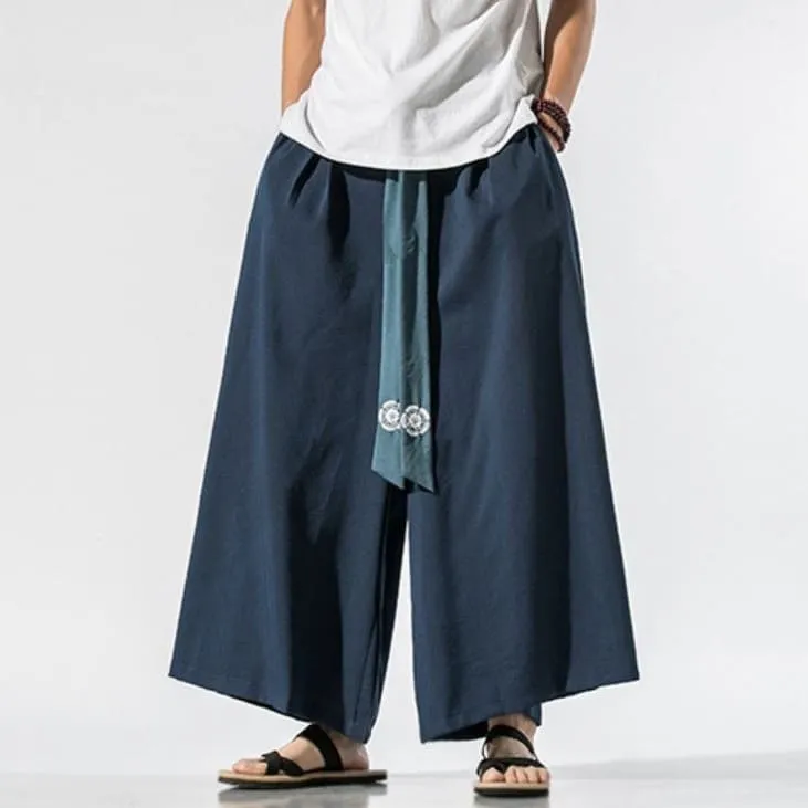 Modern Hanfu Style Wide Leg Pants for Men