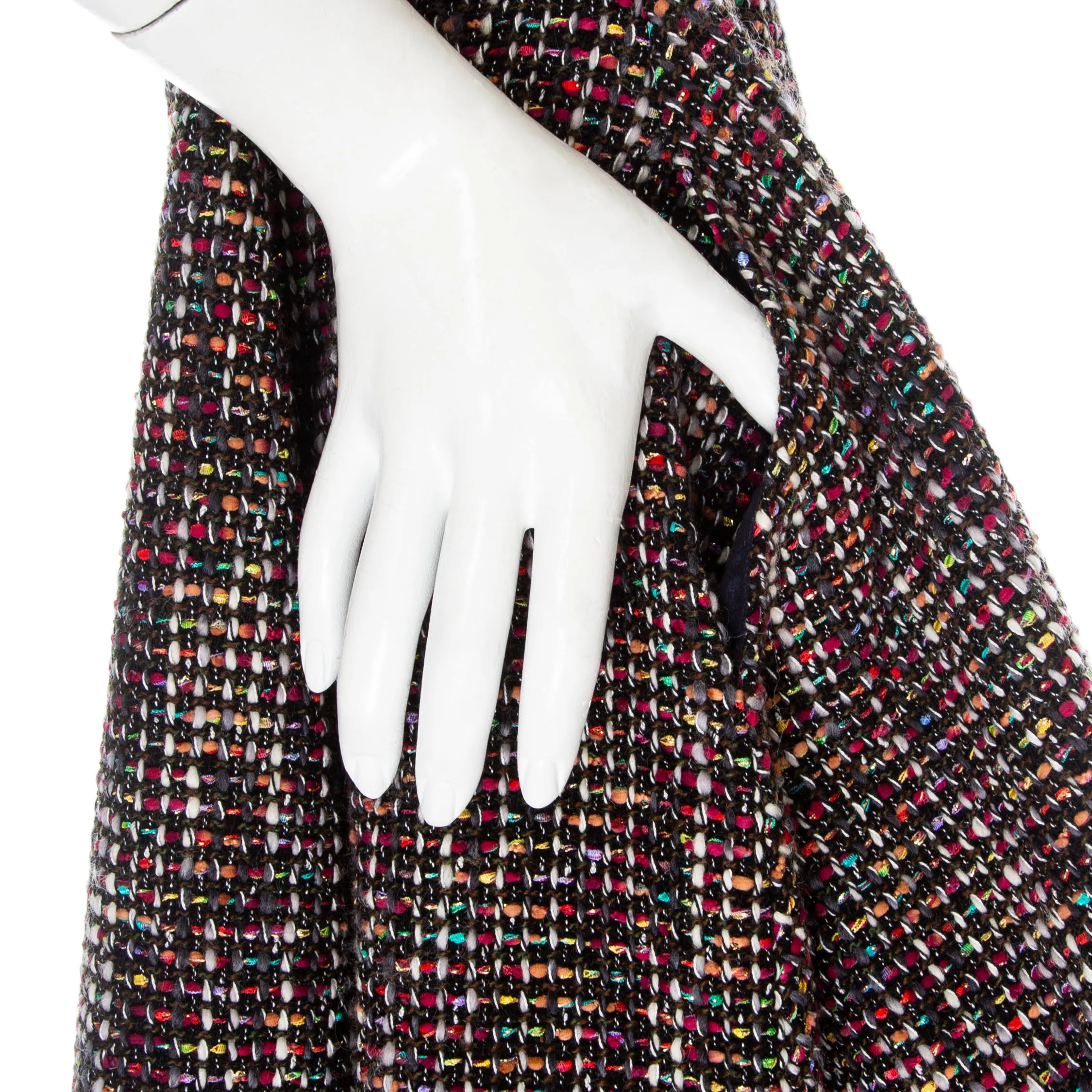 Multicolored Wool-Blend Tweed Fit and Flare Dress