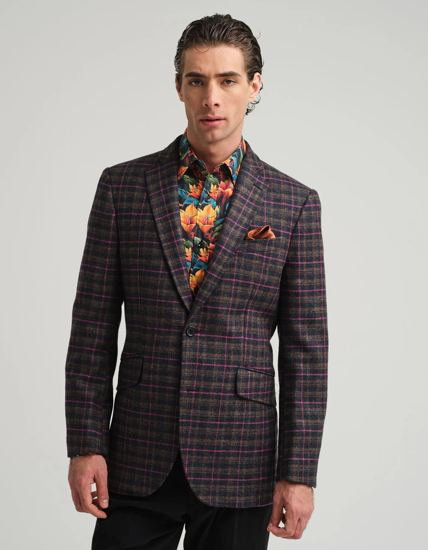 Navy & Pink Tweed Check 2-Piece Suit